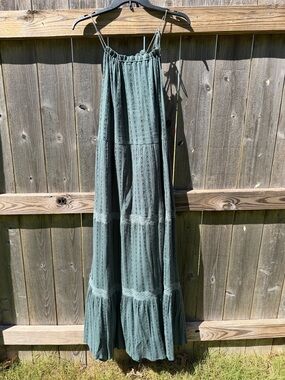 Cost Plus World Market Teal Crochet Knit Dress